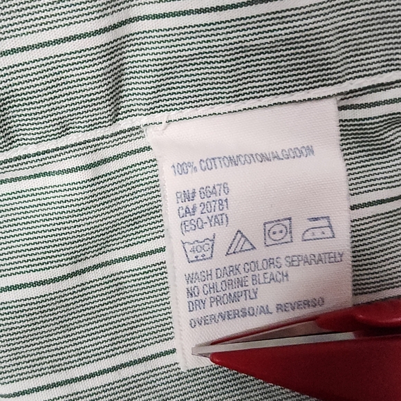Vintage Tommy Hilfiger Green White Striped Button-Down Shirt Size Medium - Picture 7 of 9